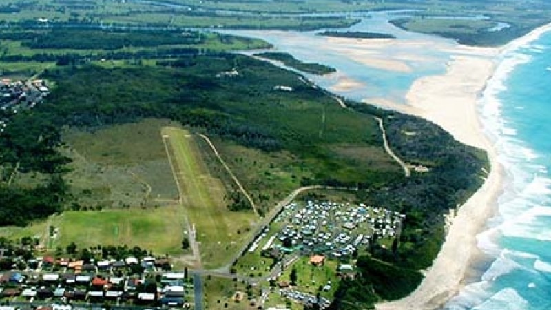 The Manning River mouth near Old Bar east of Taree, NSW