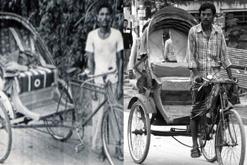 Two rickshaw designs 50 years apart appear similar.