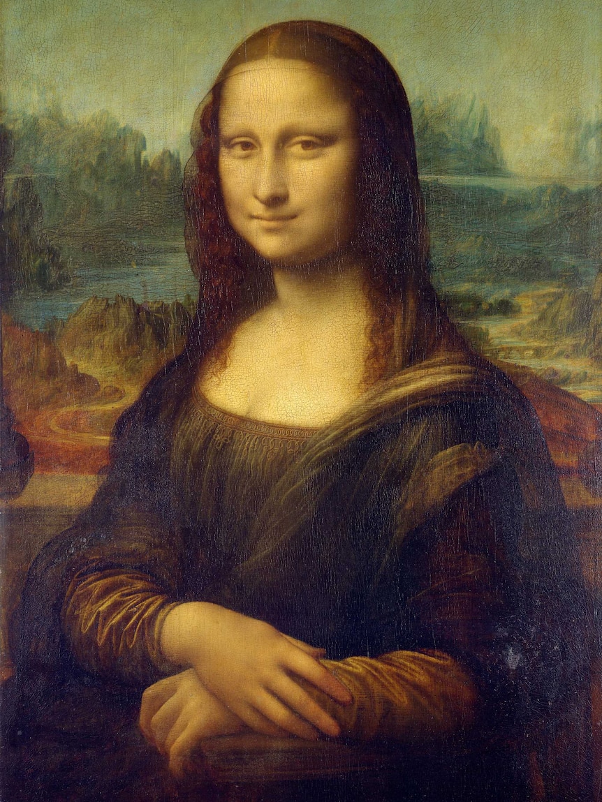 The Mona Lisa, painted by Leonardo da Vinci.