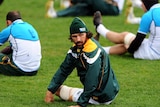 Victor Matfield looks around during a South Africa training session at the IRB Rugby World Cup