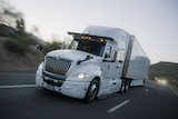 An autonomous truck on a highway