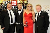 The NRL Footy Show hosts Darryl Brohman, Beau Ryan, Erin Molan and Paul Vautin at the 2016 Logies in Melbourne.
