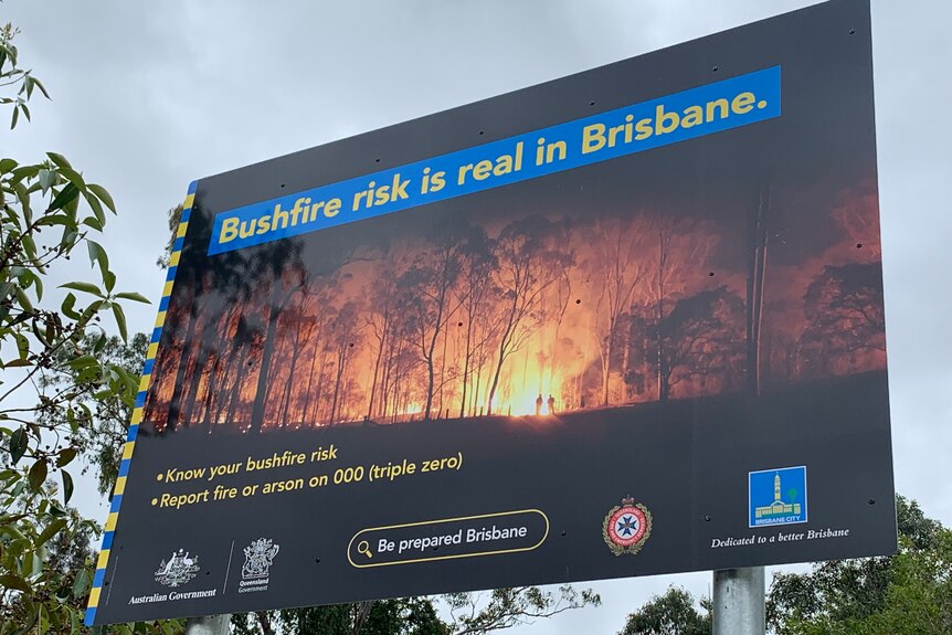 A sign in a Brisbane park warning of the bushfire risk.