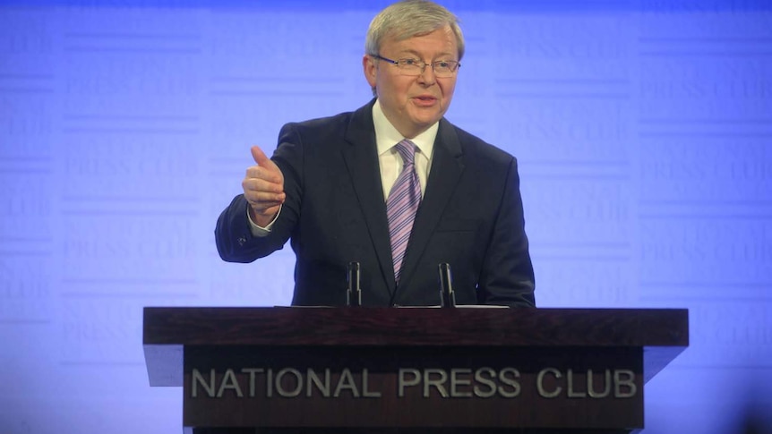 Kevin Rudd during a speech to the National Press Club