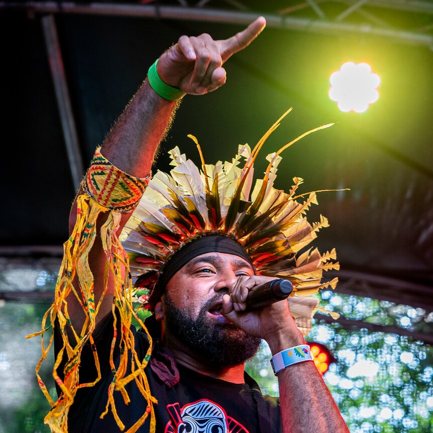 Papua New Guinean rapper Sprigga Mek performing at WOMADelaide 2020