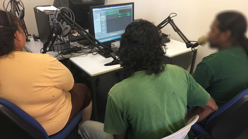 Inmates at the West Kimberley Regional Prison record their weekly radio show before it's distributed across Australia