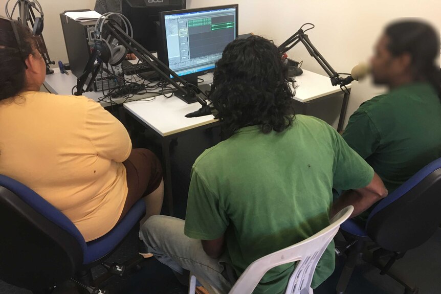 Inmates at the West Kimberley Regional Prison record their weekly radio show before it's distributed across Australia