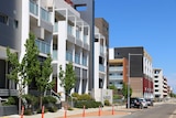 A row of new apartment blocks in the suburb of Harrison, Gungahlin, ACT.