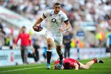 England player Luther Burrell in action against Wales at Twickenham.