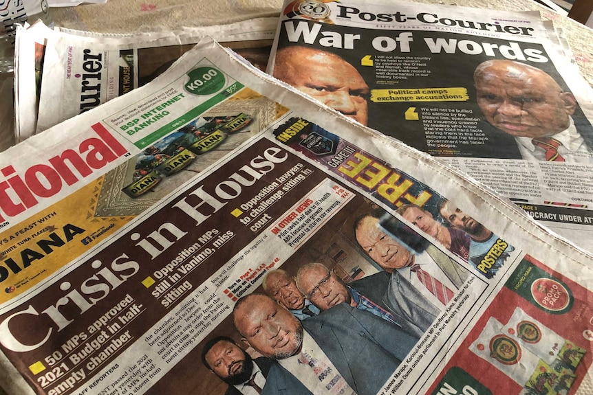 Newspapers in Papua New Guinea highlight political crisis.