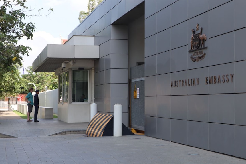 An exterior shot of the Australian Embassy in Cambodia