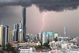 Lighting strikes during Brisbane storm