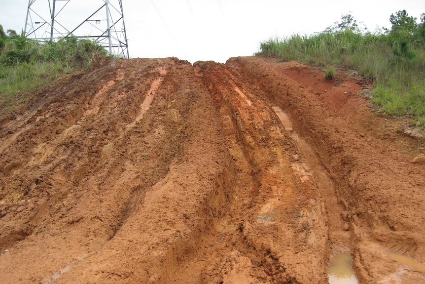 Track impassable for logging trucks.