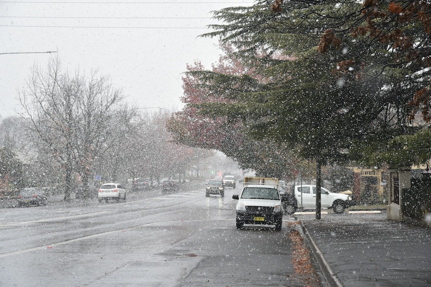 town streets covered in snow