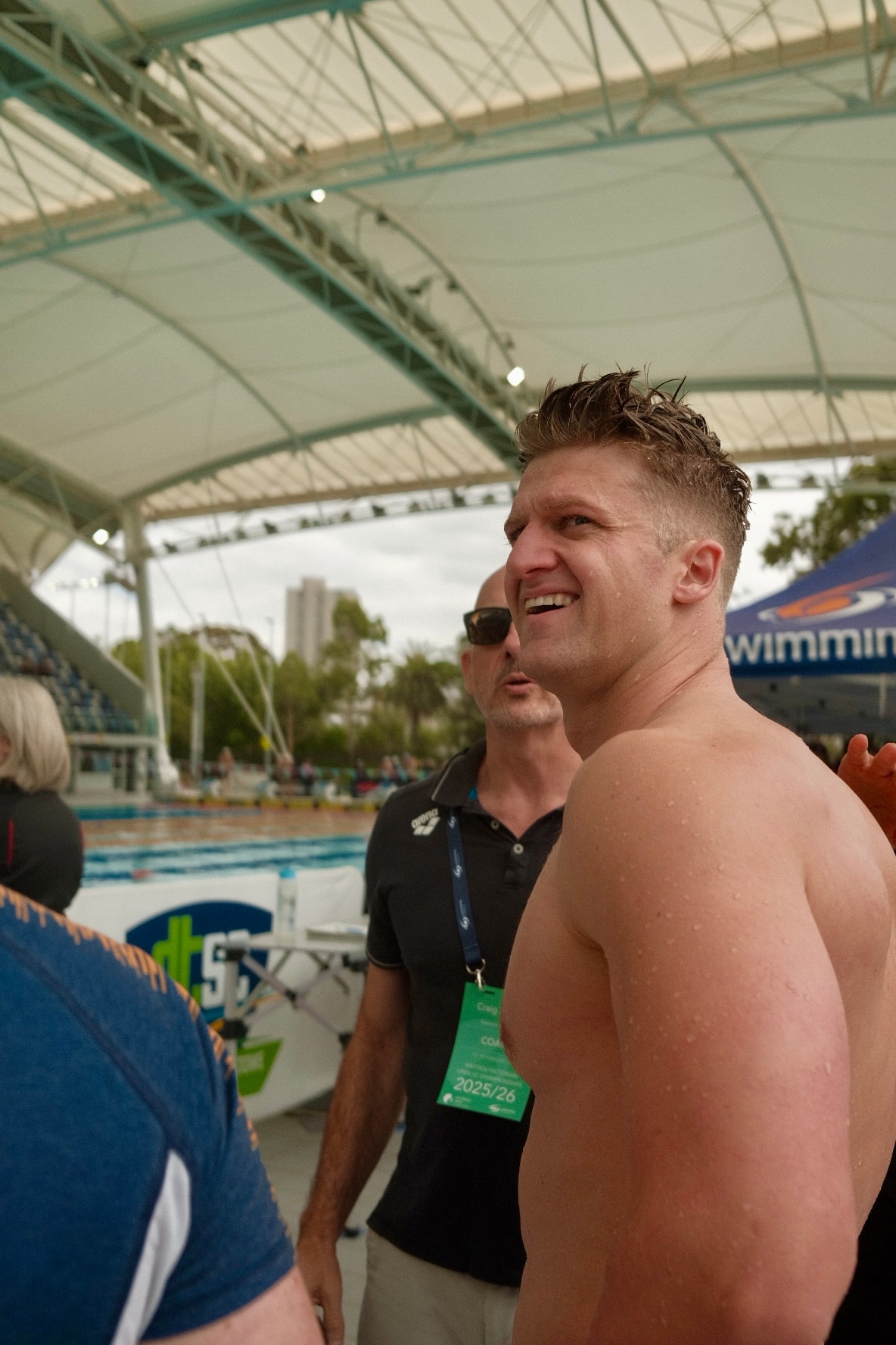 Sam Williamson looks over his shoulder and smiles