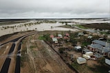 Aerial photo of flooding in town of Julia Creek in north-west Queensland and surrounding area.