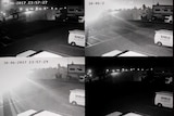 A series of screenshots from CCTV showing the meteor coming, exploding and then disappearing