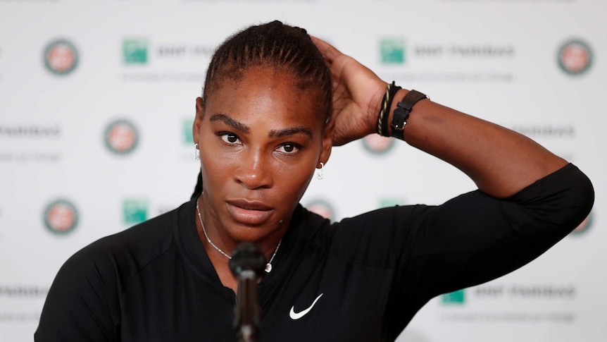 Serena Williams during a press conference.