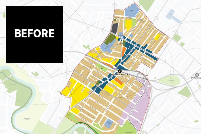 A map showing Marrickville's housing density.