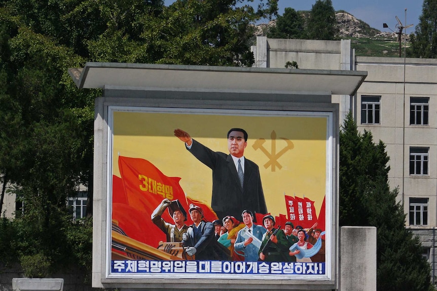 Propaganda poster in Pyongyang