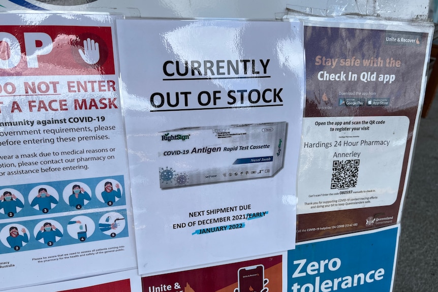 A sign saying 'Currently out of stock'