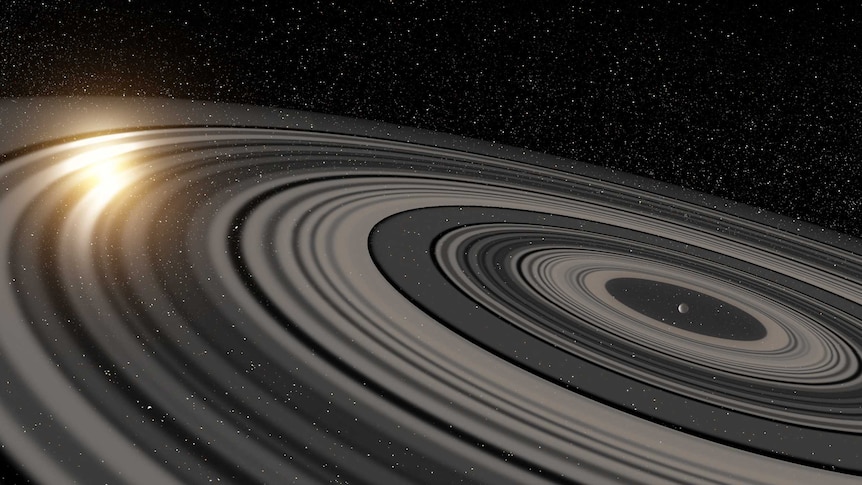 Artist's impression of ring system around planet J1407b