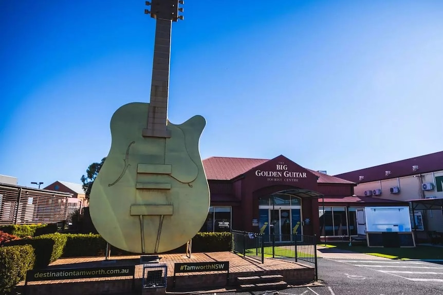 a giant guitar outside a store