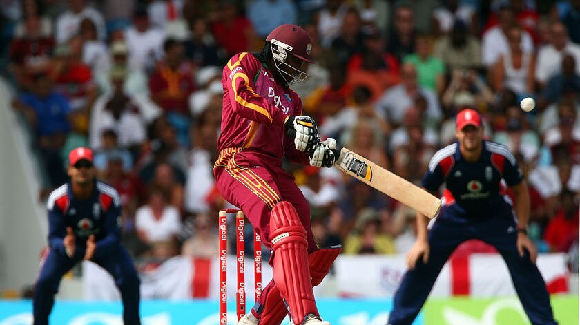 Hitting machine: Chris Gayle smashed eight sixes and five fours in his destructive innings.