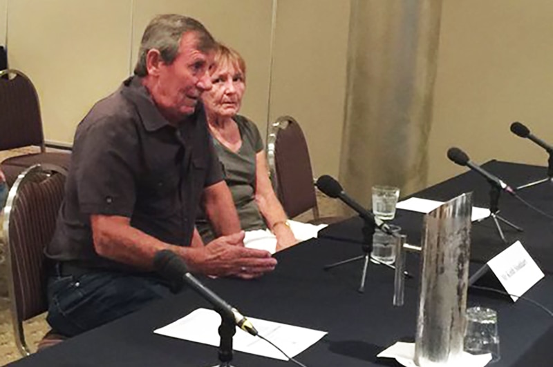 Keith Stoddart and his wife Danielle appear before a Senate inquiry into black lung.