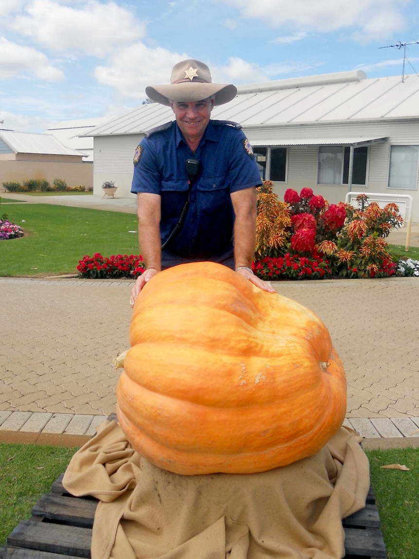 Prison groundsman Trevor Bamess and giant pumpkin
