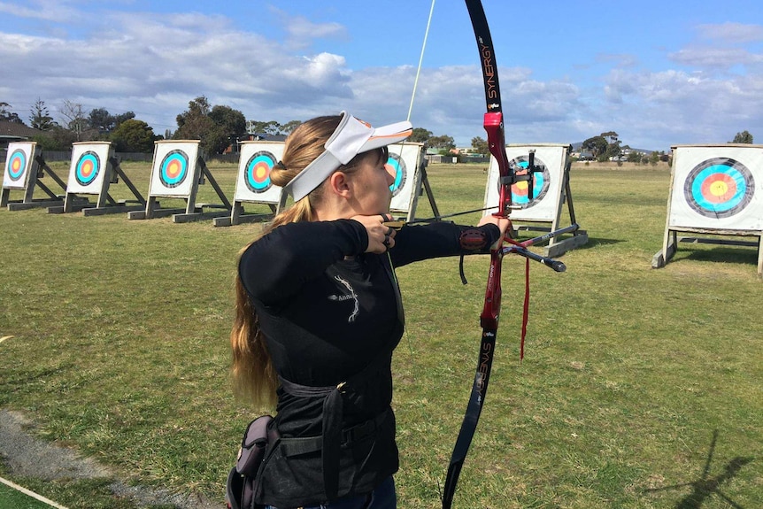 Anna Walls on the archery field