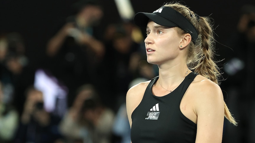 Elena Rybakina looks to the stands during her Australian Open semifinal.