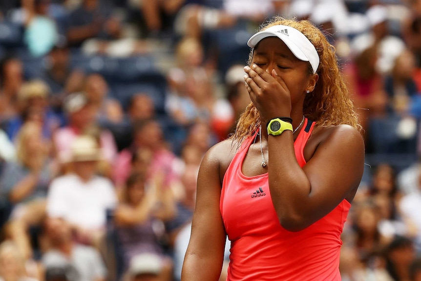Distressed Naomi Osaka at US Open