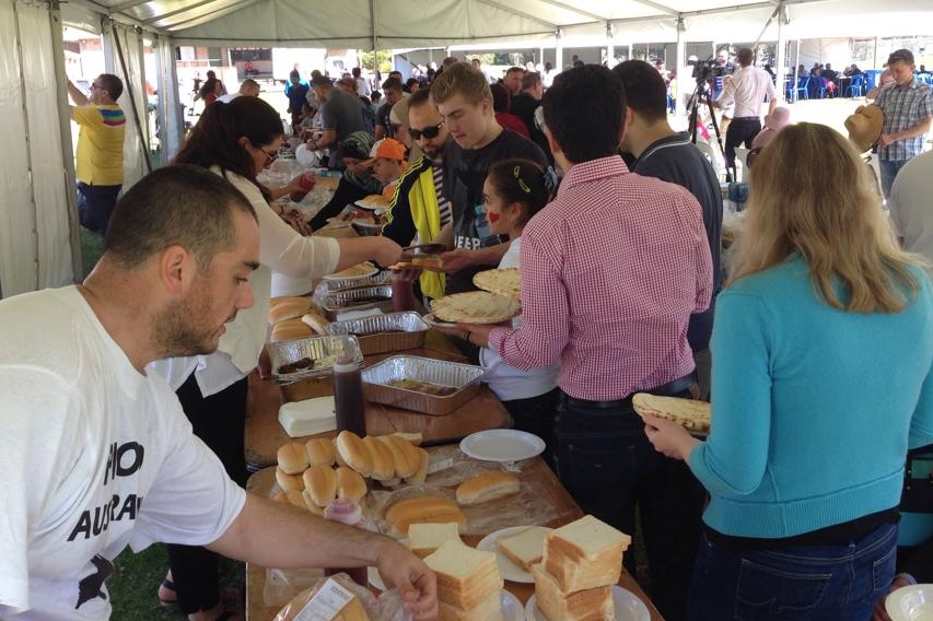 Line up for food at the Muslims Love Australia picnic day