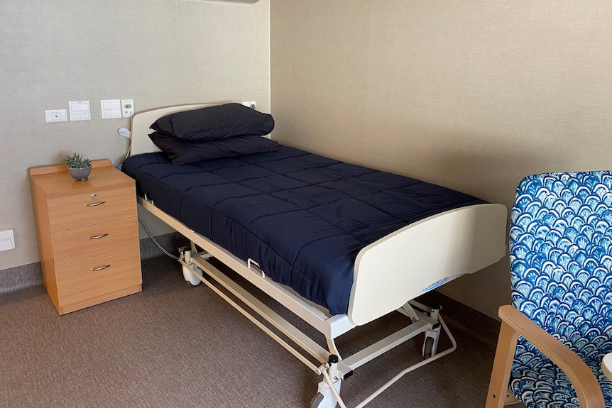 An empty bed inside a new wing at the Yaandina Residential Aged Care facility in Roebourne.