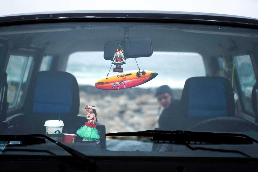 Surfers car at Unstad beach