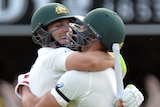 Marsh and Johnson celebrate winning the second Test
