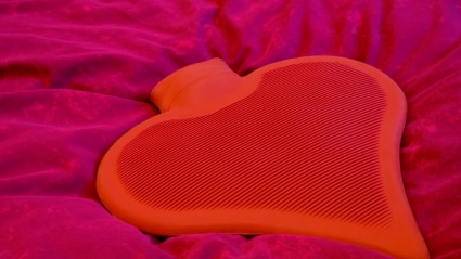 A heart shaped water bottle.