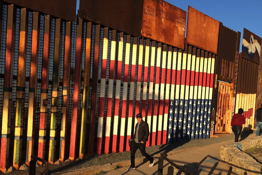 Graffiti on border structure in Tijuana