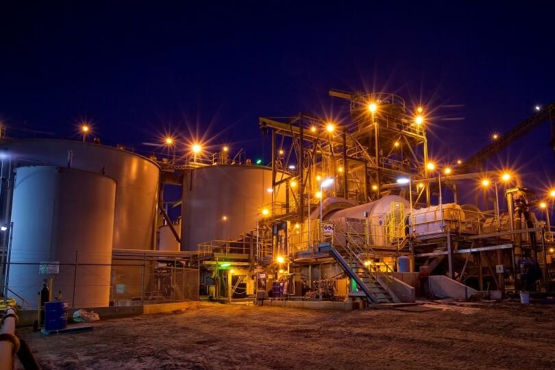 A processing plant in the gold mining industry.