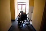 Elderly woman in a wheelchair