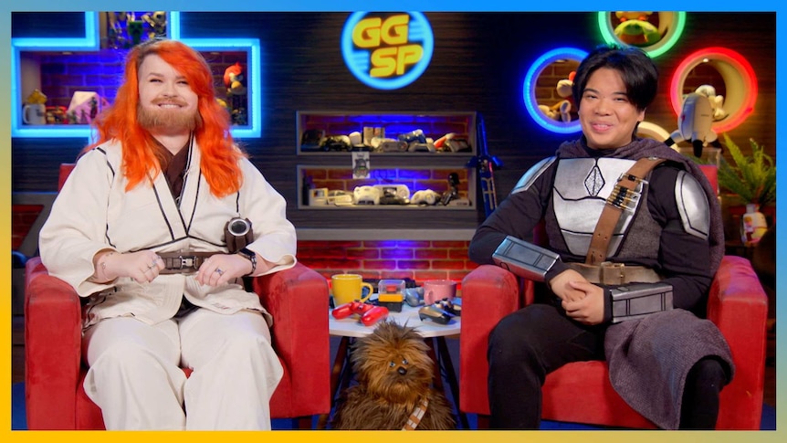Gem and Jax wearing Star Wars cosplay in the den of Gaming.