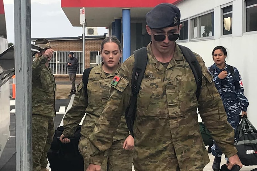 ADF personnel arrive in Burnie amid coronavirus outbreak.