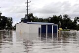 Floodwaters fill the RSL carpark in the town of Dalby