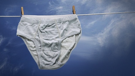 Underwear hanging on washing line, mock up image