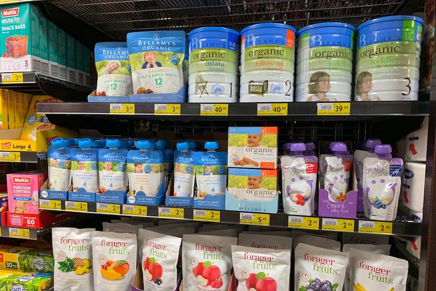 Bellamy's products on shop shelves