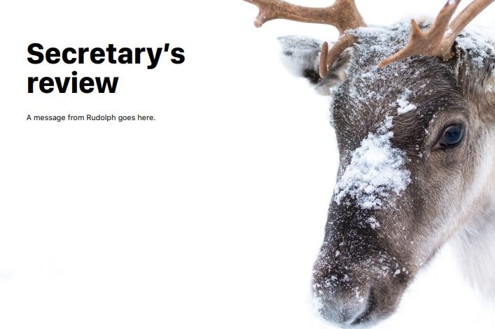 A statement from the secretary of the faux Department of Christmas Affairs (Rudolph the reindeer).