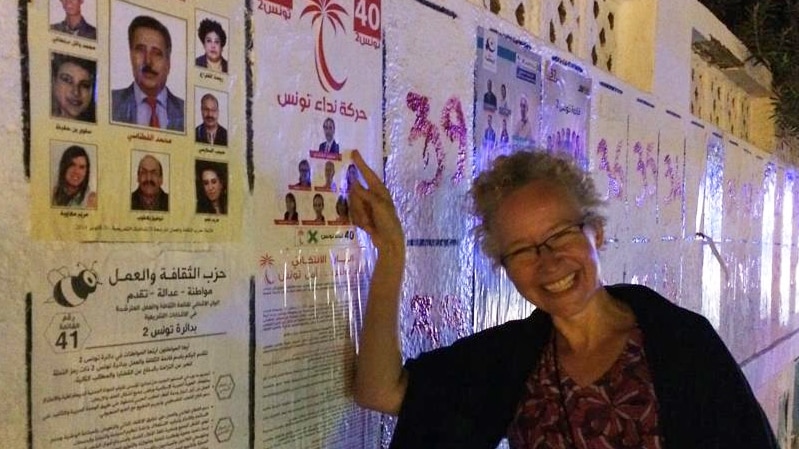 Political posters in the Tunisia legislative elections were very different to what voters see in Australia.