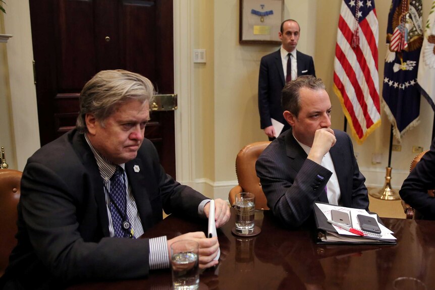 Stephen Bannon, Reince Priebus and Stephen Miller.