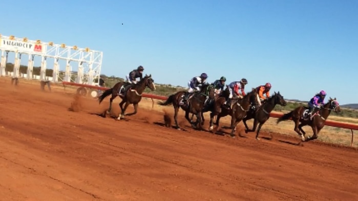 Horses jump in the 2017 Yalgoo Cup